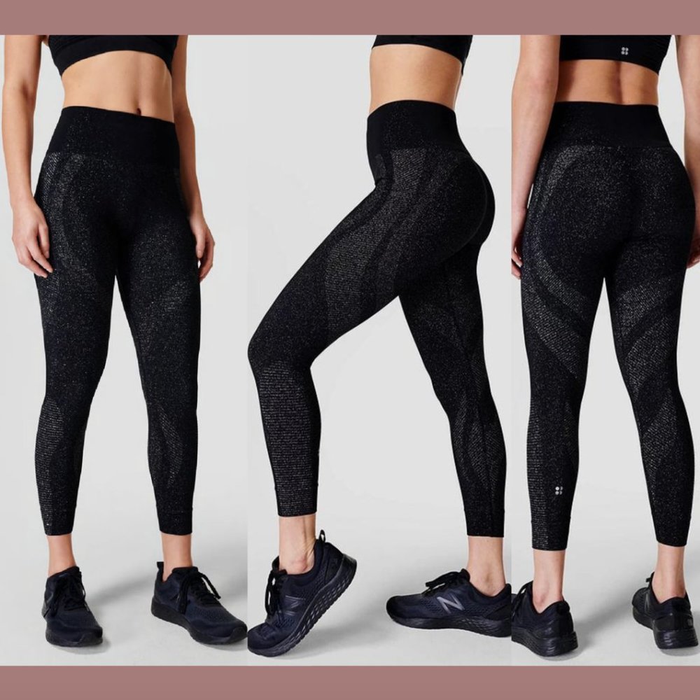 NWT $98 Sweaty Betty [ XS / 4 US] Spark Seamless 7/8 Workout Legging Black #6072
